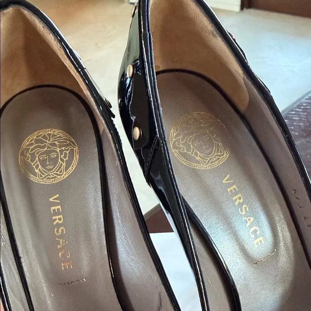 Versace Black Patent Leather High Heels 41